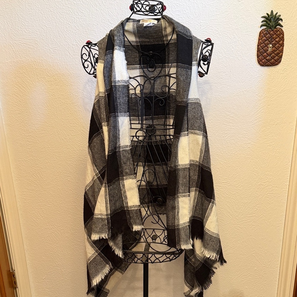 🦬🦬🦬bogoho 🦬🦬🦬Plaid Black and White Shawl